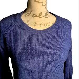 Madewell Crew Neck Waffle Knit Women's‎ Sweater Size M Blue Wool Alpaca